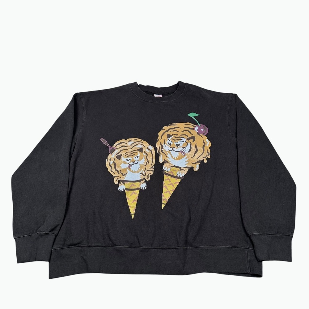 Icecream Sweatshirt Women 2XL Black Tiger Graphic Pullover Streetwear